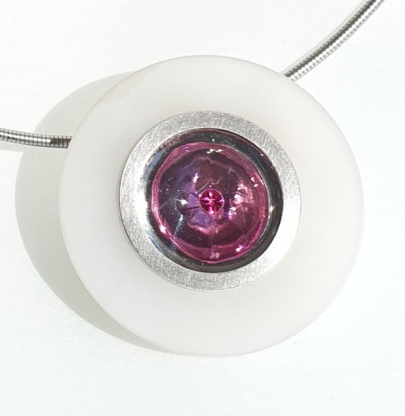 Illusion Silber Anhänger Achat pink mit Turmalin H-Stein-Goldschmiede und - aus