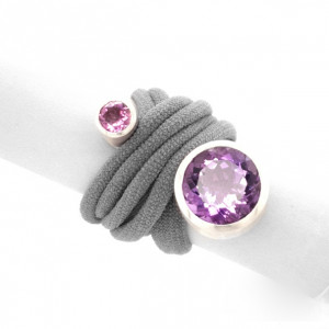 Wickelring Silber, Amethyst ,Rhodolith
