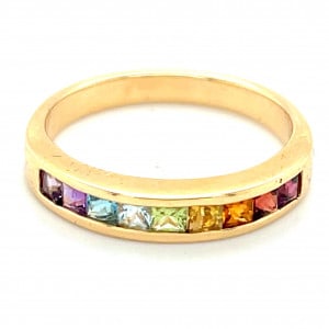 Ring Riviera mini 585/- Roségold Regenbogen